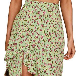 Boho Long Floral High-Low Skirt